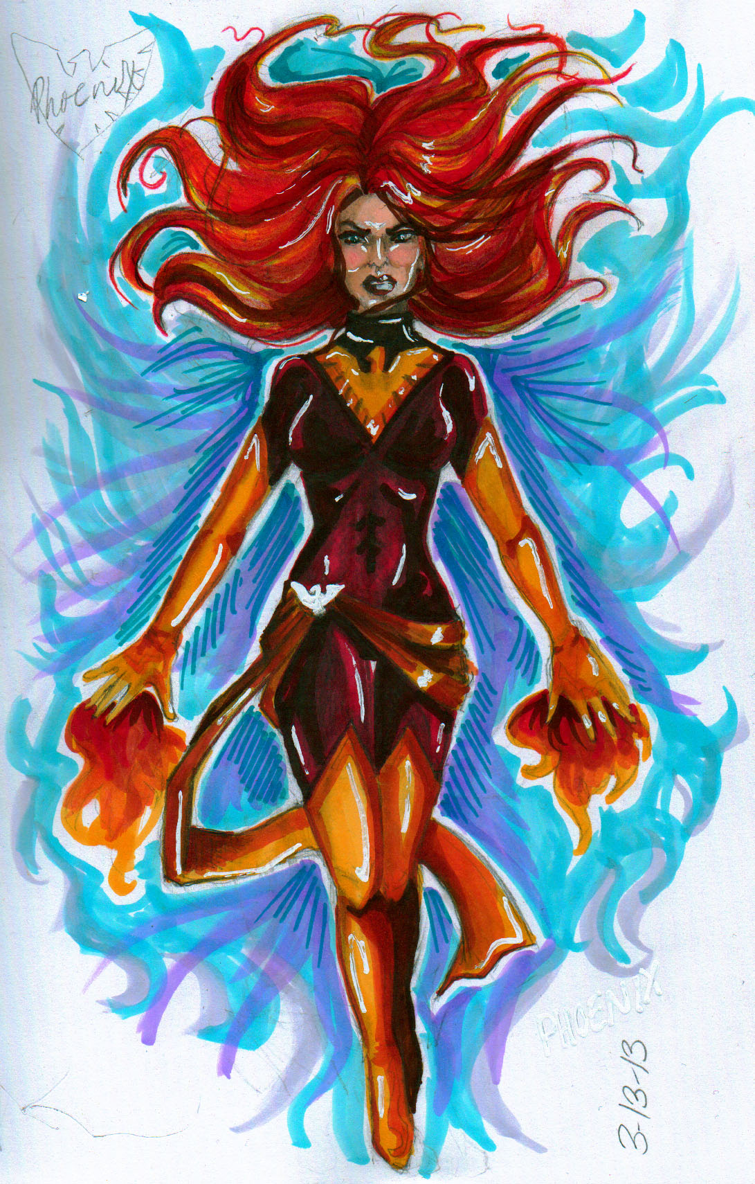 Creating X-Men's Phoenix: Comic Art and Marker Use- Copic/Bic/Sharpie  Review
